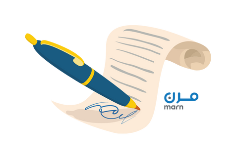 قلم يوقع على ورقة ولوجو مرن