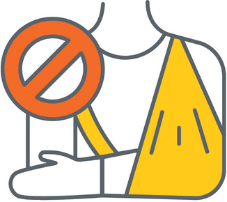 موظف مصاب بكتفه يلبس حاملا لذراعه المصاب